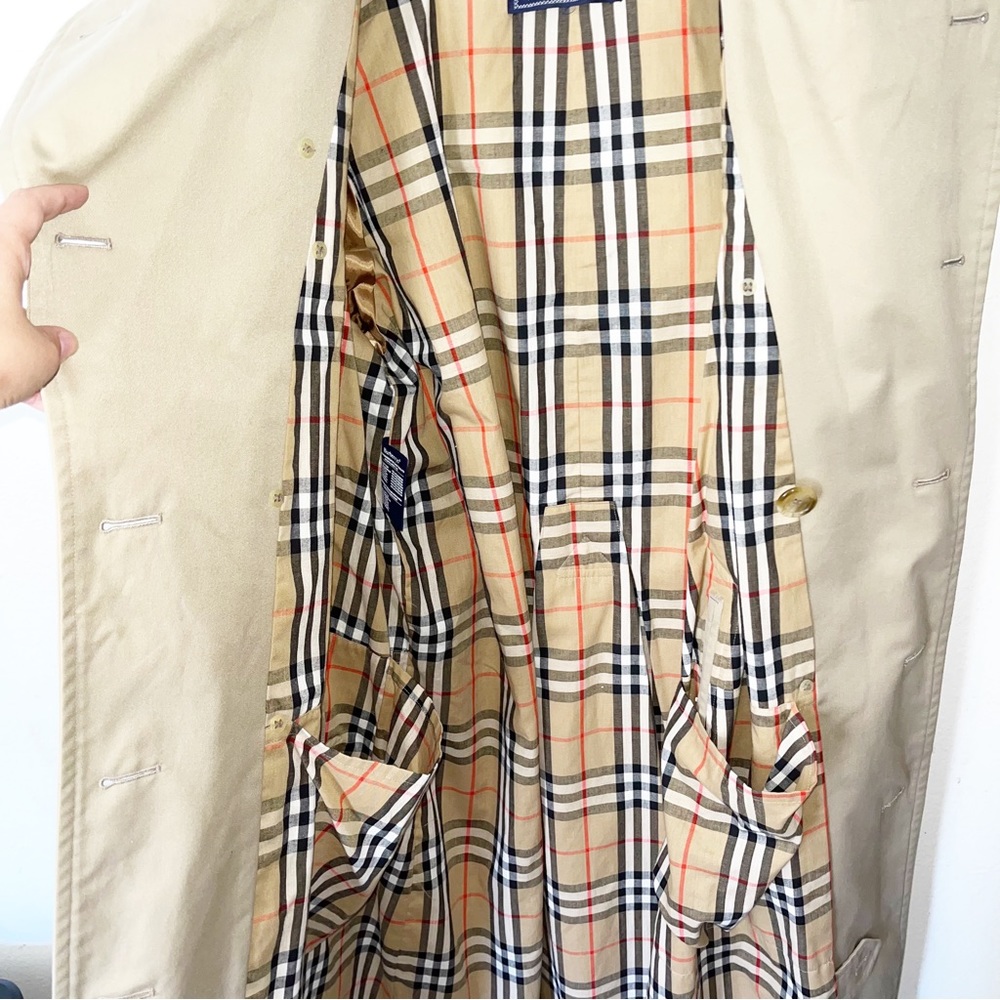 VTG Burberry Trench Coat Sz 48R Long Old Money 80s/90s Classic Double Breasted - Picture 10 of 16